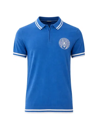 Camilla De Nada Granada Quarter Zip Knit Polo Shirt In Blue