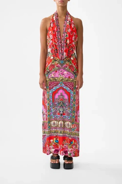 Camilla Deep Cowl Plunge Dress In Multi
