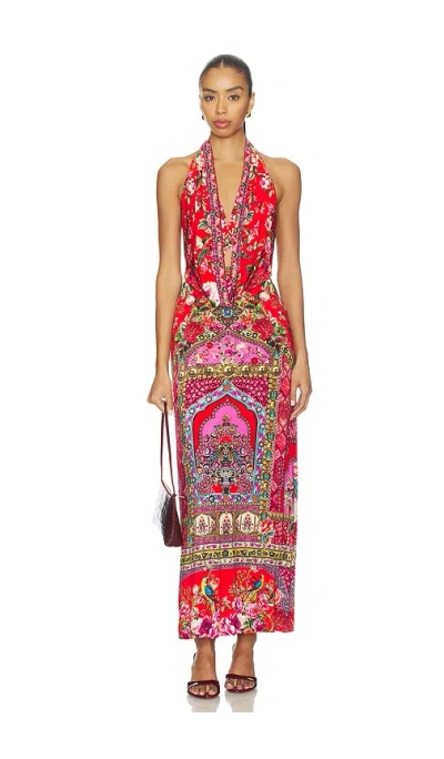 Camilla Deep Cowl Plunge Dress In Multi