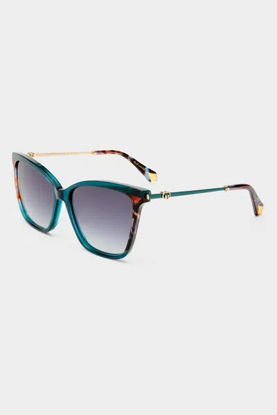 Camilla Deep Sea Dive Sunglasses Teal Marble In Blue