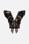 Camilla Deep V Frill Short Sleeve Top Adorned In Alexandria