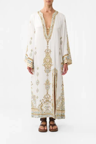 Camilla Deep V Neck Hardware Kaftan Ottoman Dynasty In Gold