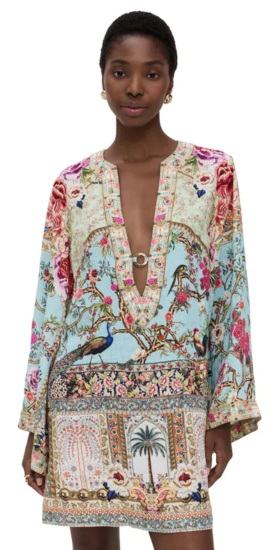 Camilla Deep V Neck Hardware Short Caftan Sultans And Queens In Multi