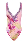 Camilla Deep V Neck One South Beach Sunrise In Multi
