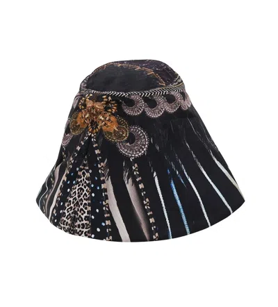 Camilla Designer Bucket Hat In Black Print