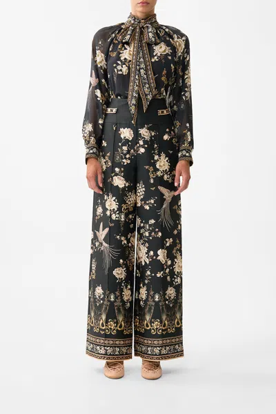 Camilla Detachable Pussy Bow Raglan Blouse Flamenco Folklore In Black