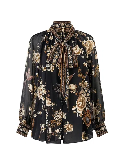 Camilla Detachable-bow Raglan Blouse In Black