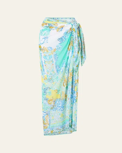 Camilla Dial Up The Tiles Multiwear Long Sarong Coverup In Blue