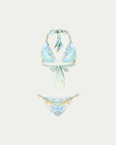 Camilla Dial Up The Tiles Soft-tie Two-piece Swimsuit In Blue