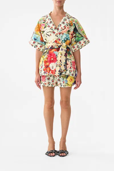 Camilla Double Breasted Short Sleeve Jacket Aromatic Amor In Multi