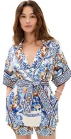 Camilla Azul Adventures Double-breasted Short Jacket In Azul Adventures