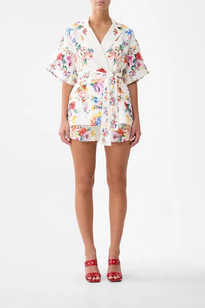 Camilla Double Breasted Short Sleeve Jacket I Left My Heart In Granada In White