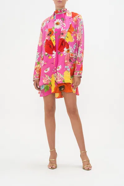 Camilla Double Breasted Soft Jacket Rainbow Body In Pink