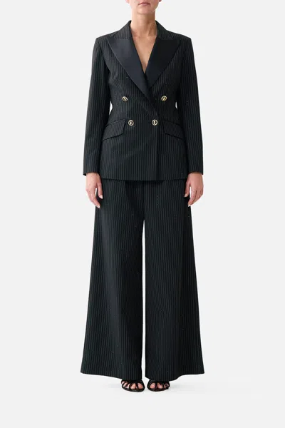Camilla Double Breasted Suit Jacket Night Garden In Black
