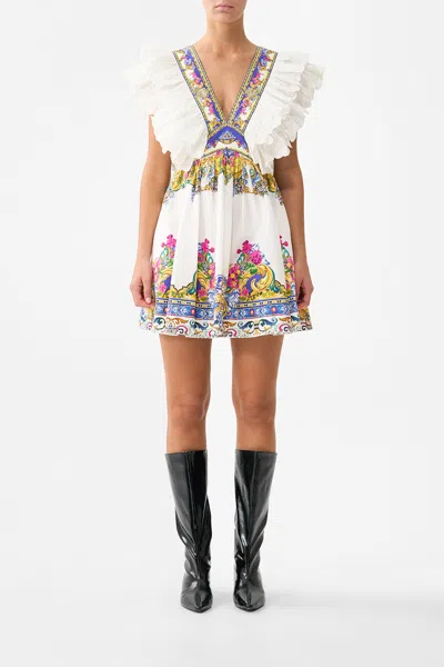 Camilla Double Frill Sleeve Mini Dress Milla In Sevilla In Multi