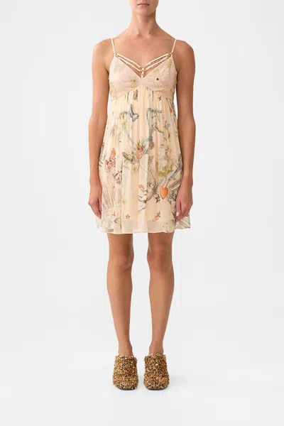 Camilla Double Strap Detail Short Dress House Of Horoscopes In Neutral