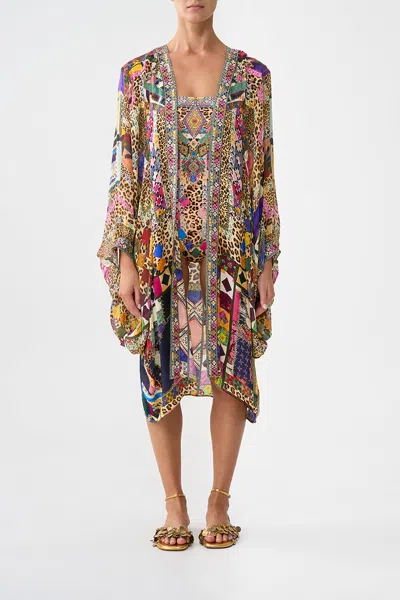 Camilla Dramatic Sleeve Cocoon Layer Embroidered Ever After In Multi