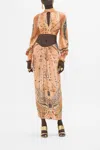 CAMILLA DRAPE FRONT SKIRT WITH SPLIT KINGDOM OF HEIROGLYPHS