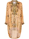 Camilla Draped Button-up Top In Neutrals