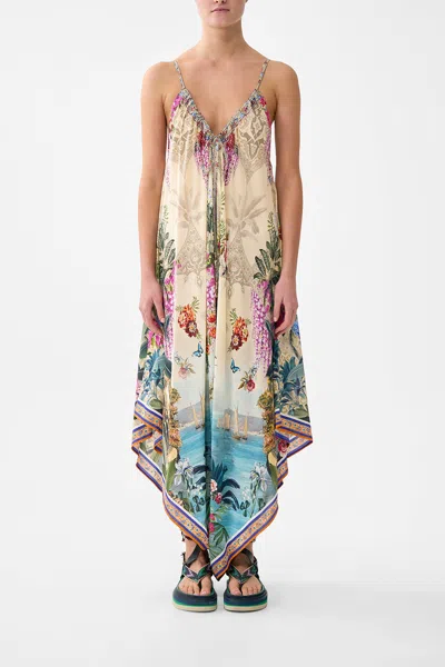 Camilla Draped Jumpsuit With Straps Bodrum Botanicals In Multi