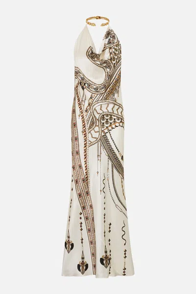 CAMILLA DRAPED LONG DRESS WITH NECKPIECE GODDESS ENERGY
