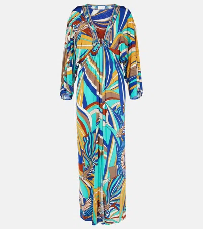 CAMILLA DRAPED PRINTED JERSEY MAXI DRESS