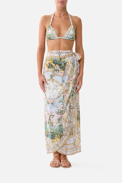 Camilla Draped Wrap Maxi Sarong W Tie Waist Sisi Society In White