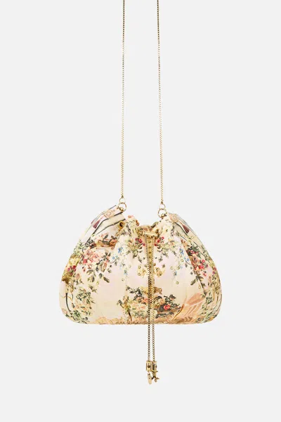 Camilla Drawstring Pouch Bag With Chain Strap Twilight In Istanbul In Purple