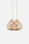 Camilla Drawstring Pouch With Chain Strap Adorned In Antiquity