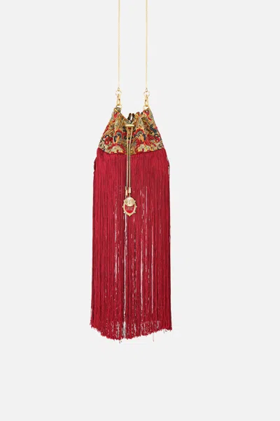 Camilla Drawstring Pouch With Fringing Meet Me At The Met In Brown