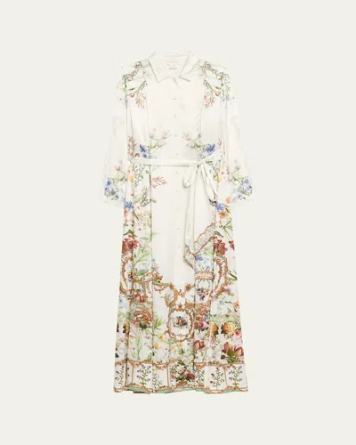 Camilla Dressing Room Drama Printed Trench Shirtdress In Multi