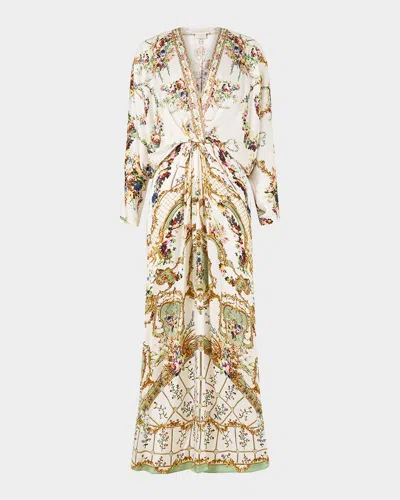 Camilla Dressing Room Drama Twist-front Batwing Dress In Neutral