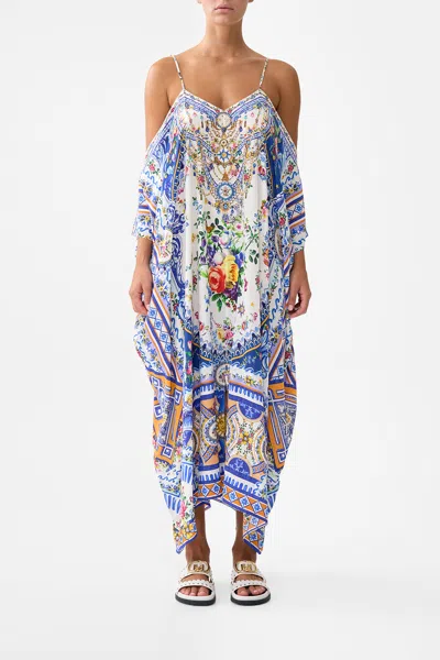 Camilla Drop Shoulder Strap Kaftan Tiles Darls In Multi