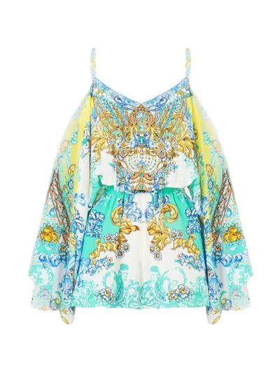 Camilla Drop-shoulder Playsuit In 화이트