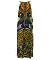 Camilla Eagle And Leopard Print Maxi Kaftan In Multicolor Silk In Multi