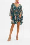 Camilla A-line Ruffle Sleeve Dress She Who Wears The Crown In Green
