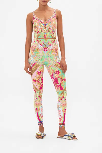 Camilla Active Spliced Crop Tank Ciao Bella In Green/multi/