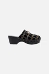 Camilla Arabella Leopard Chain Clog Solid Black In Black