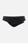 Camilla Asymmetric Belt Solid Black In Black