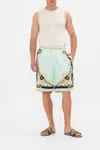 Camilla Baggy Mid Length Walk Short Sea Charm In Green/white