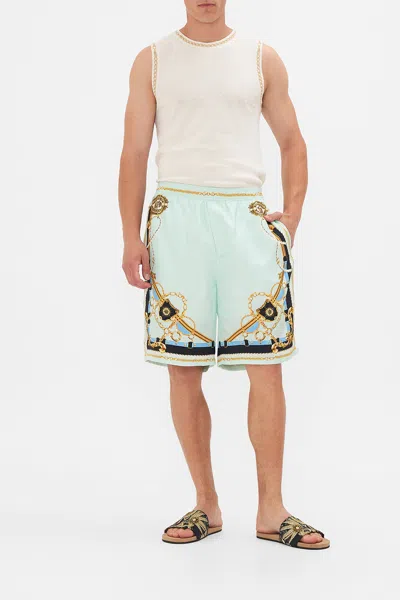 Camilla Baggy Mid Length Walk Short Sea Charm In Green/white