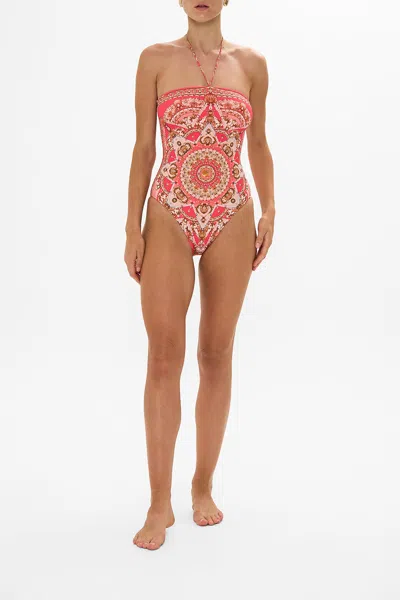 CAMILLA BANDEAU ONE PIECE WITH HALTER TIE SHELL GAMES
