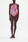 Camilla Bandeau One Piece With Halter Tie Viola Vintage