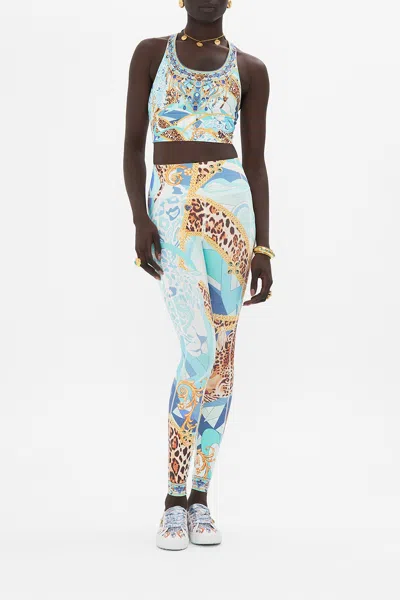 Camilla Banded Racer Back Crop Sky Cheetah In Blue