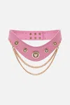 Camilla Belt With Leopard Hardware And Chains Solid Pink In Pink