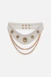 Camilla Belt With Leopard Hardware And Chains Solid White In White