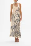 Camilla Bias Cut Tank Dress Etched Into Eternity In Beige/