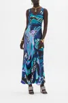 Camilla Bias Cut Tank Dress Vividly Venice In Blue/green/navy