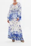 Camilla Blouson Blouse With Neck Tie Immortal Ink In Blue/white