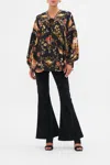 Camilla Blouson Blouse With Neck Tie Stitched In Time In Black
